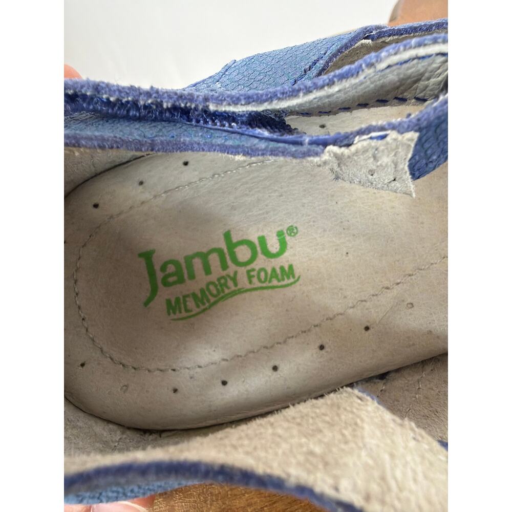 Jambu Blue Leather Cutout Flower Adj Closure Comfort Shoes Womens Size 10 W - Picture 6 of 6